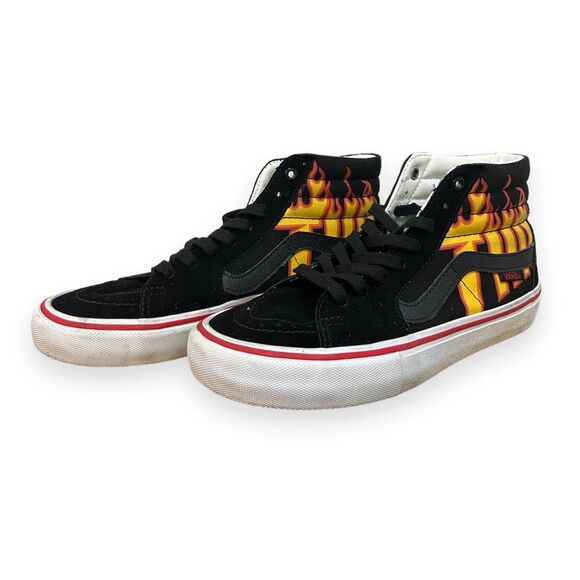 Vans Sk8-Hi Thrasher Flames Graphic Skate Shoes High Top Ultra Cush Style 721454